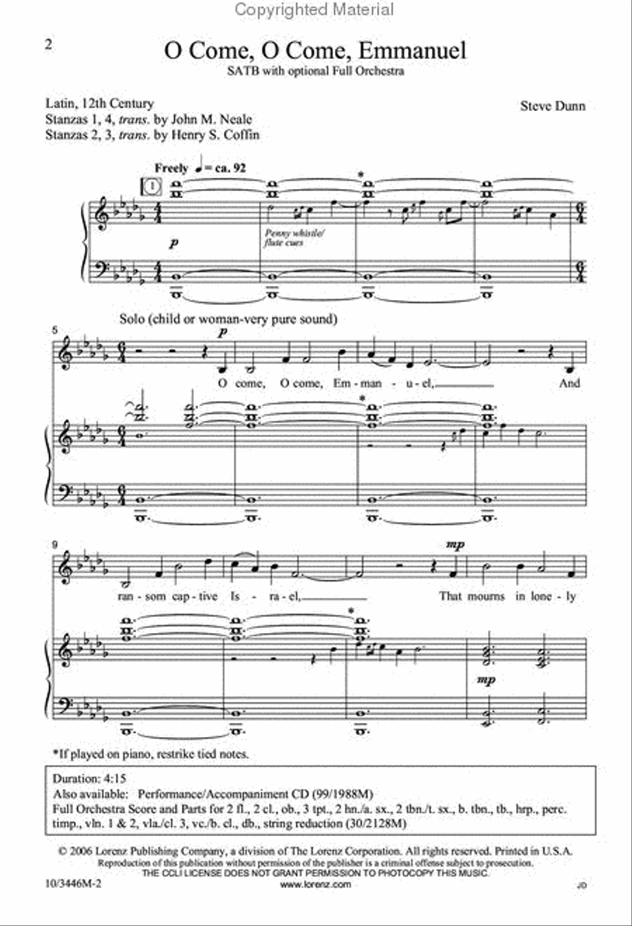O Come, O Come, Emmanuel O Come, O Come, Emmanuel 4-Part scores gallery preview page 2