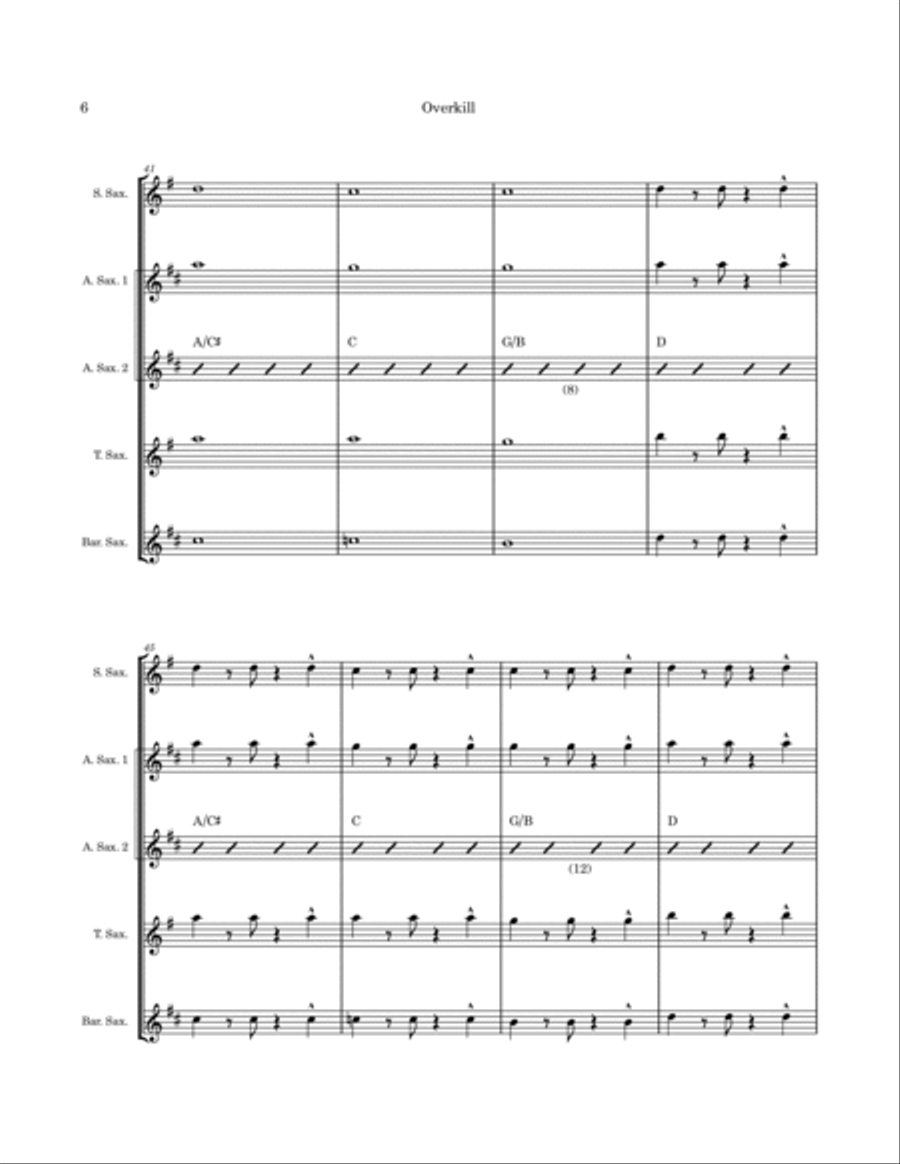 Overkill Saxophone Quartet scores gallery preview page 6
