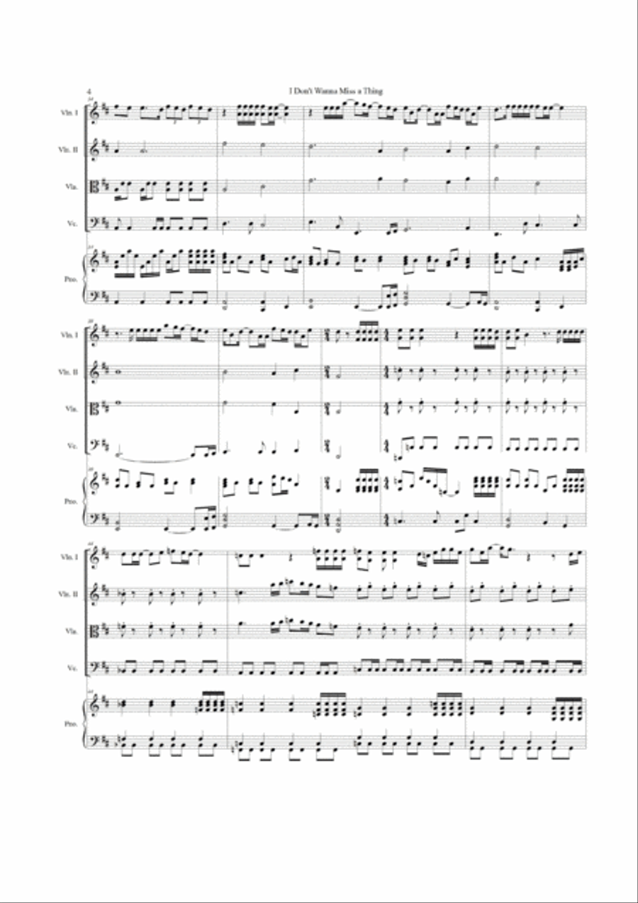 I Don't Want To Miss A Thing Piano Quintet scores gallery preview page 4