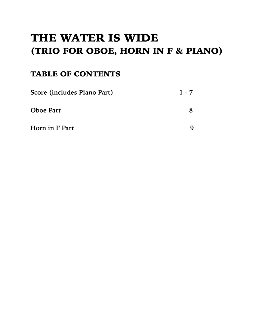 The Water is Wide (Trio for Oboe, Horn in F and Piano) Small Ensemble scores gallery preview page 4