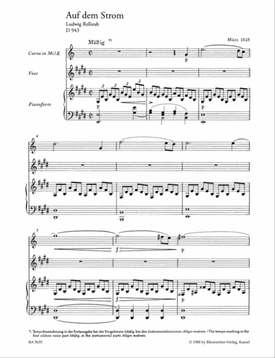 Auf dem Strom for high voice, horn (violoncello) and piano, op. post.119 D 943 Horn scores gallery preview page 2