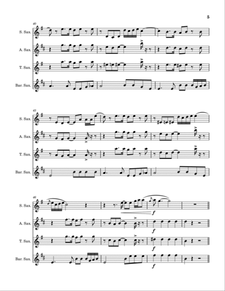 People Gotta Move Saxophone Quartet scores gallery preview page 6