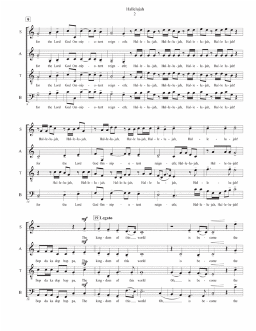 Hallelujah from Messiah in C - SATB Acappella 4-Part scores gallery preview page 2
