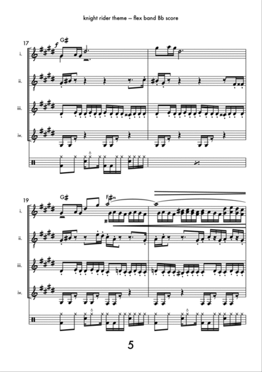 Knight Rider Theme Bass Clarinet scores gallery preview page 6