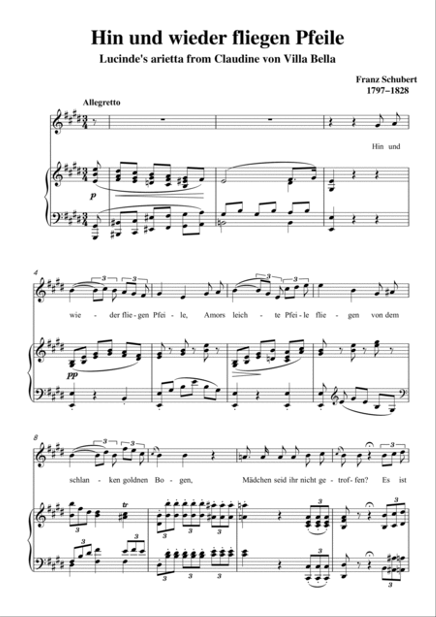 Schubert-Hinund wieder fliegen Pfeile in E for Vocal and Piano Voice scores gallery preview page 2