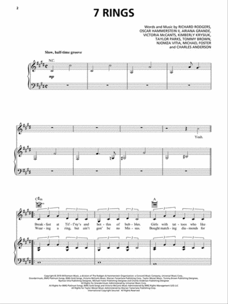 7 Rings Piano, Vocal, Guitar scores gallery preview page 2