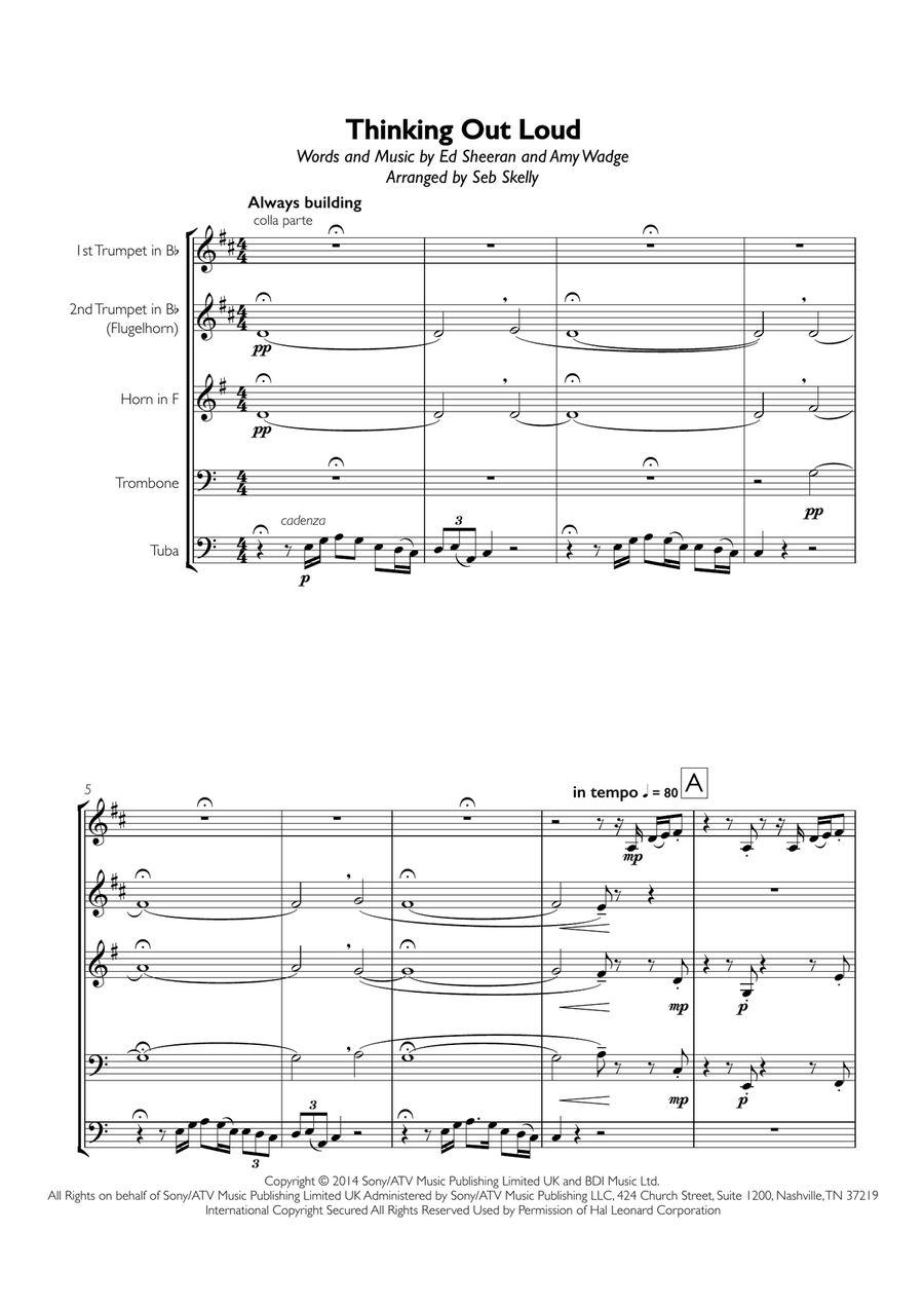 Thinking Out Loud Brass Ensemble scores gallery preview page 1