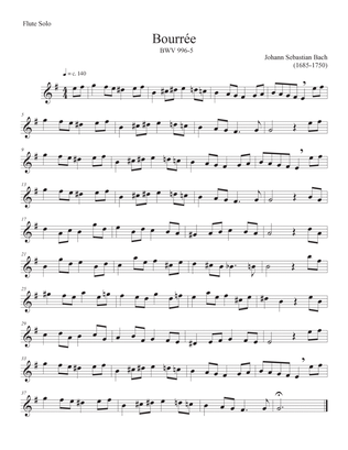 Book cover for Bourrée BWV 996-5 (Flute Solo)