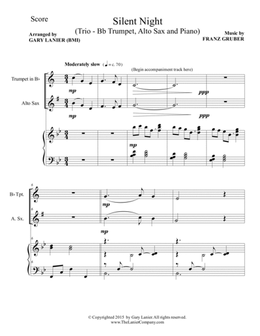 Gary Lanier: SILENT NIGHT (Trio – Bb Trumpet, Alto Sax & Piano with Score & Parts) image number null