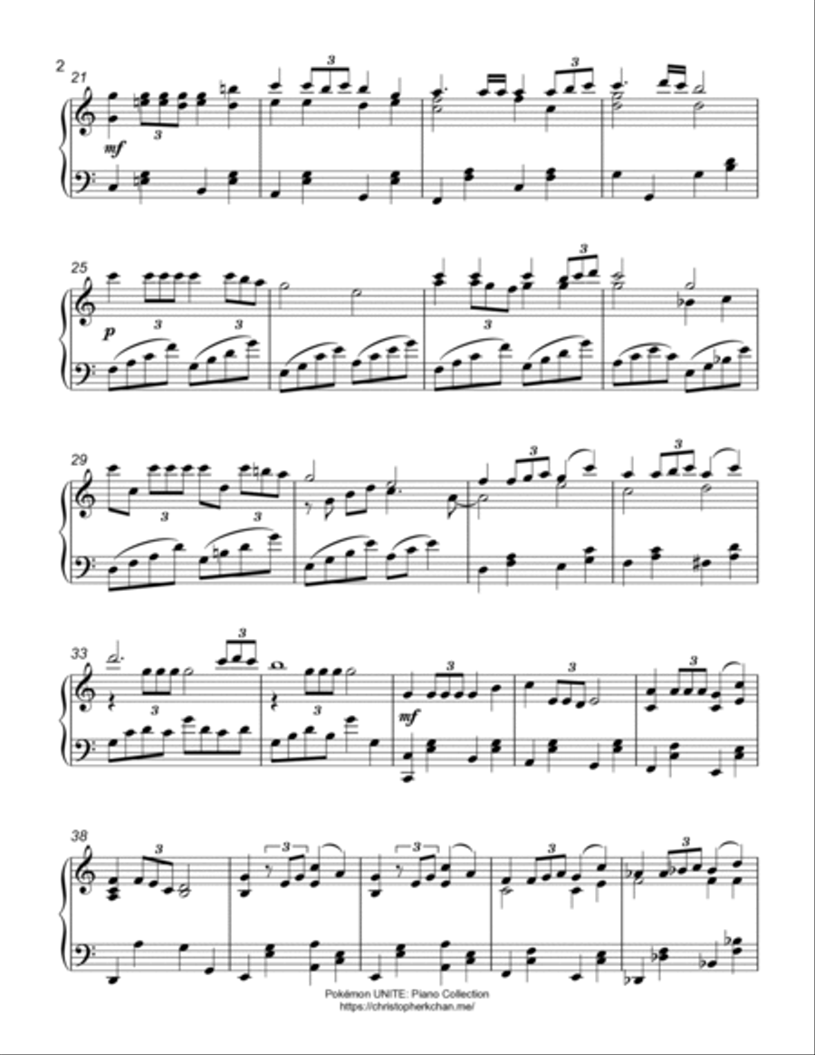 Remoat Stadium (from Pokémon UNITE) Piano Solo scores gallery preview page 2