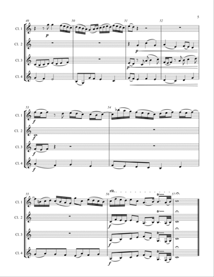 Sleepers Awake Cantata - for clarinet quartet Clarinet Quartet scores gallery preview page 5