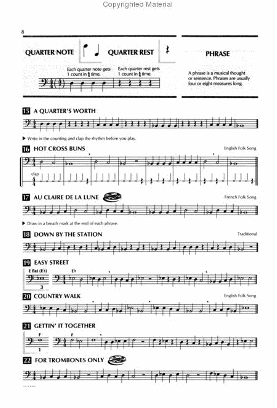 Standard of Excellence Book 1, Trombone Concert Band Methods scores gallery preview page 3
