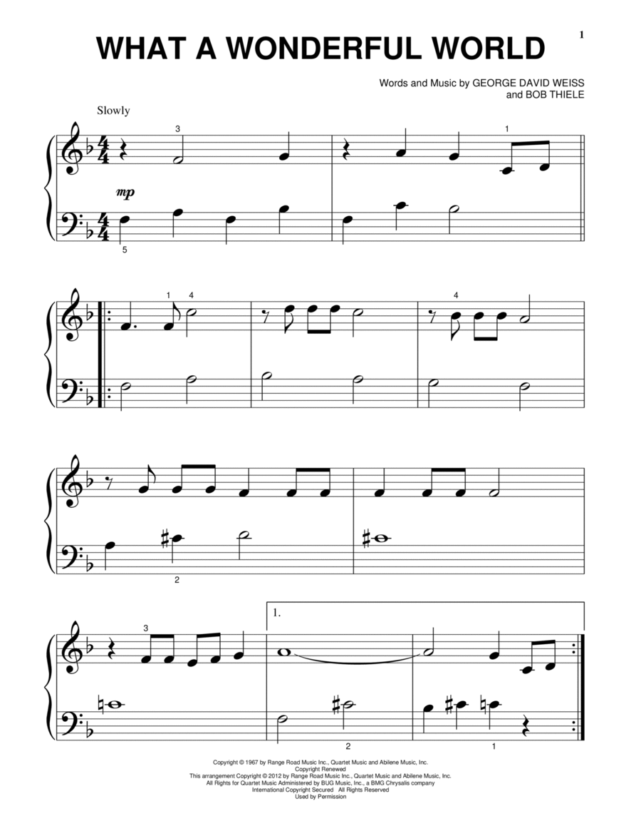 What A Wonderful World Easy Piano scores gallery preview page 1