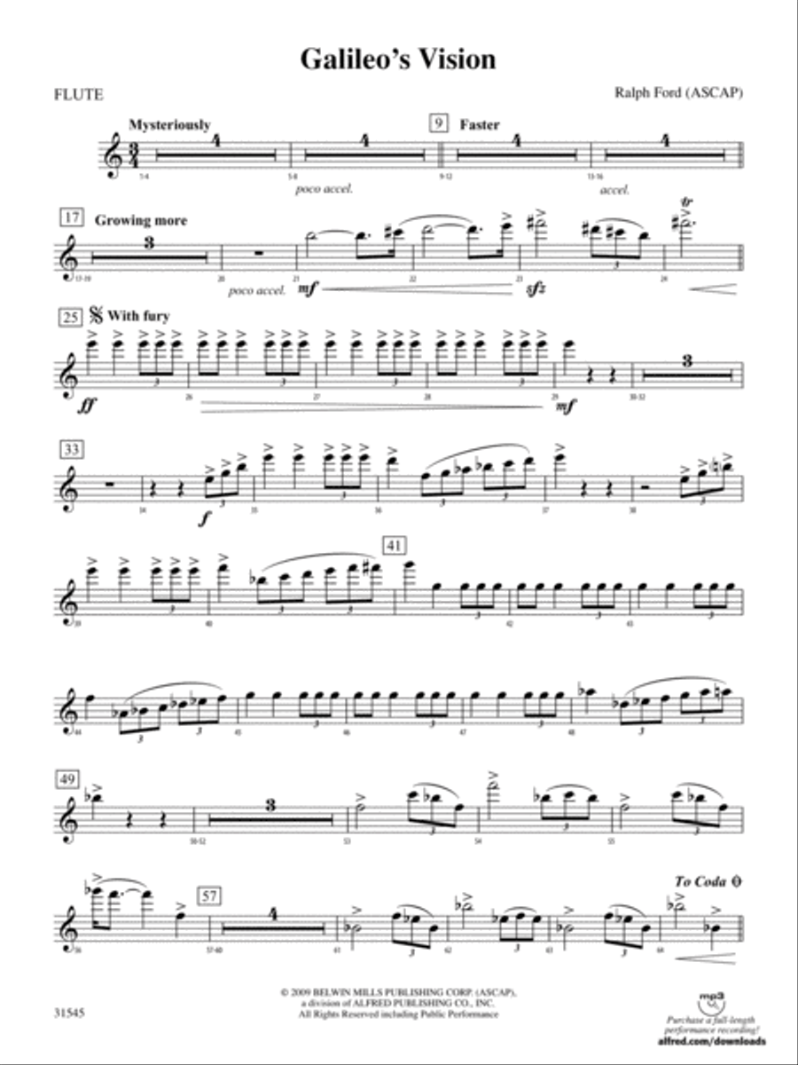 Galileo's Vision: Flute Galileo's Vision: Flute Full Orchestra scores gallery preview page 1