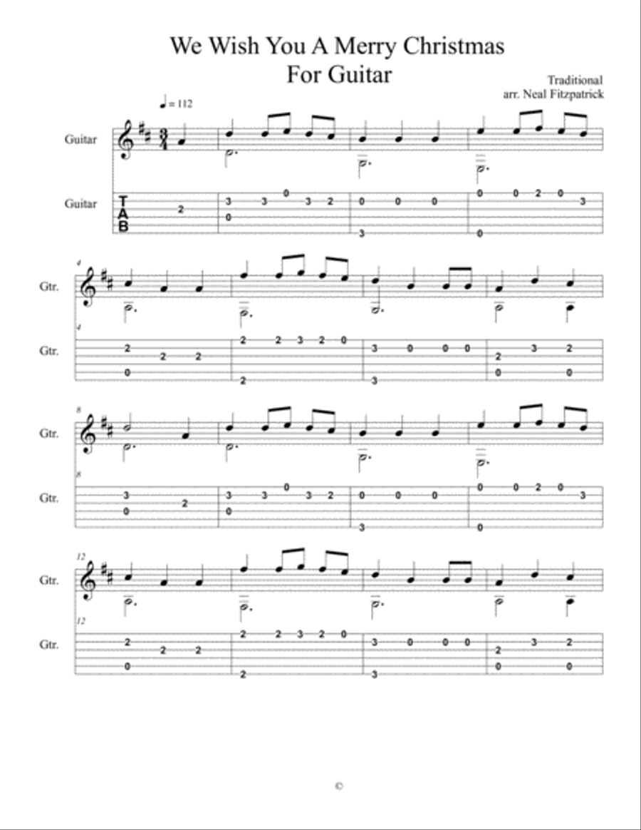 We Wish You A Merry Christmas For Guitar Acoustic Guitar scores gallery preview page 1