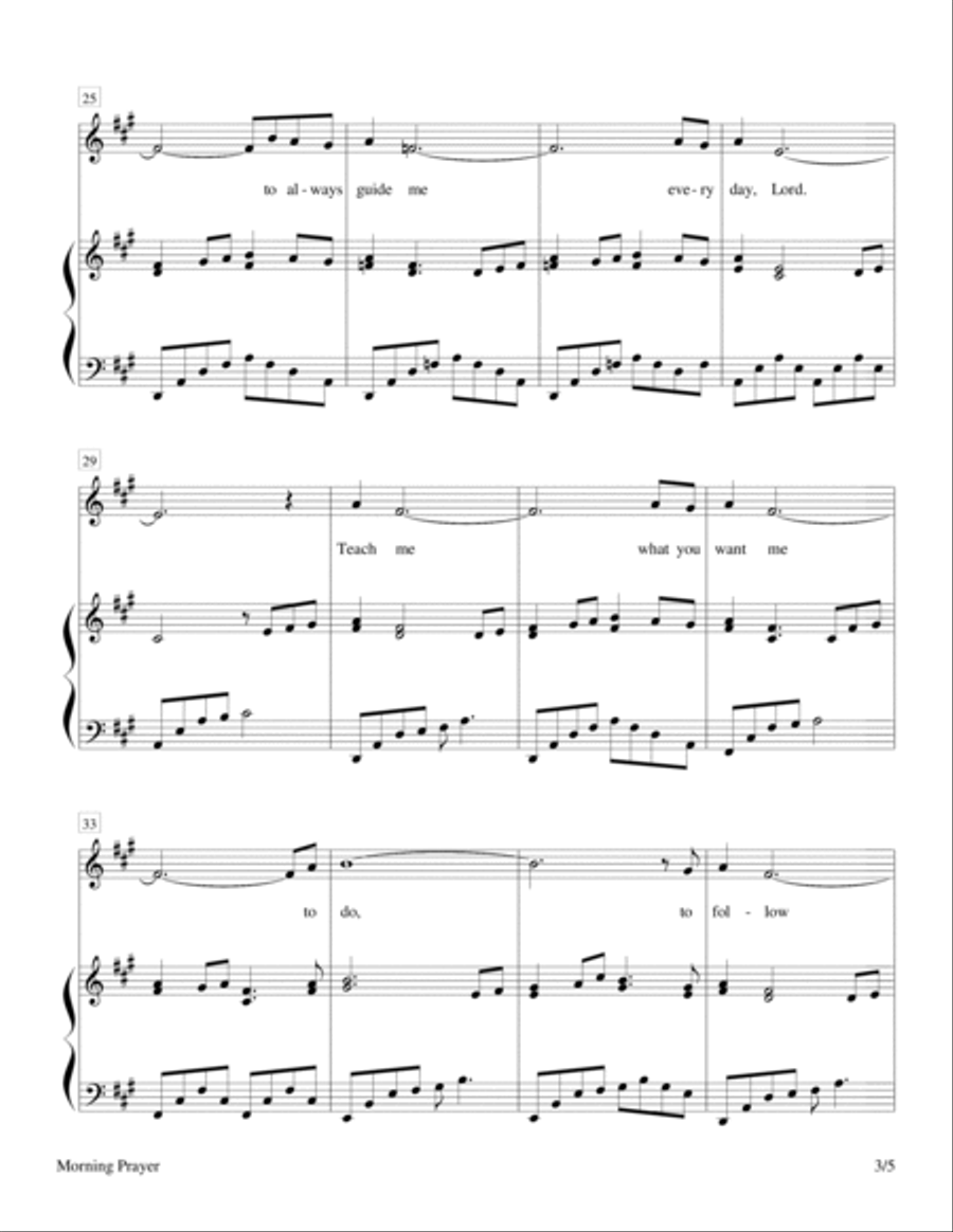 Morning Prayer - Psalm 143 (for vocal or instrumental solo with piano accompaniment) Voice scores gallery preview page 5