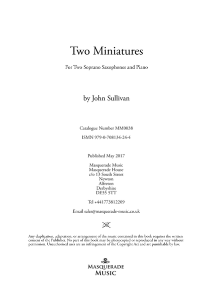 Two Miniatures for 2 Soprano Saxophones and Piano image number null