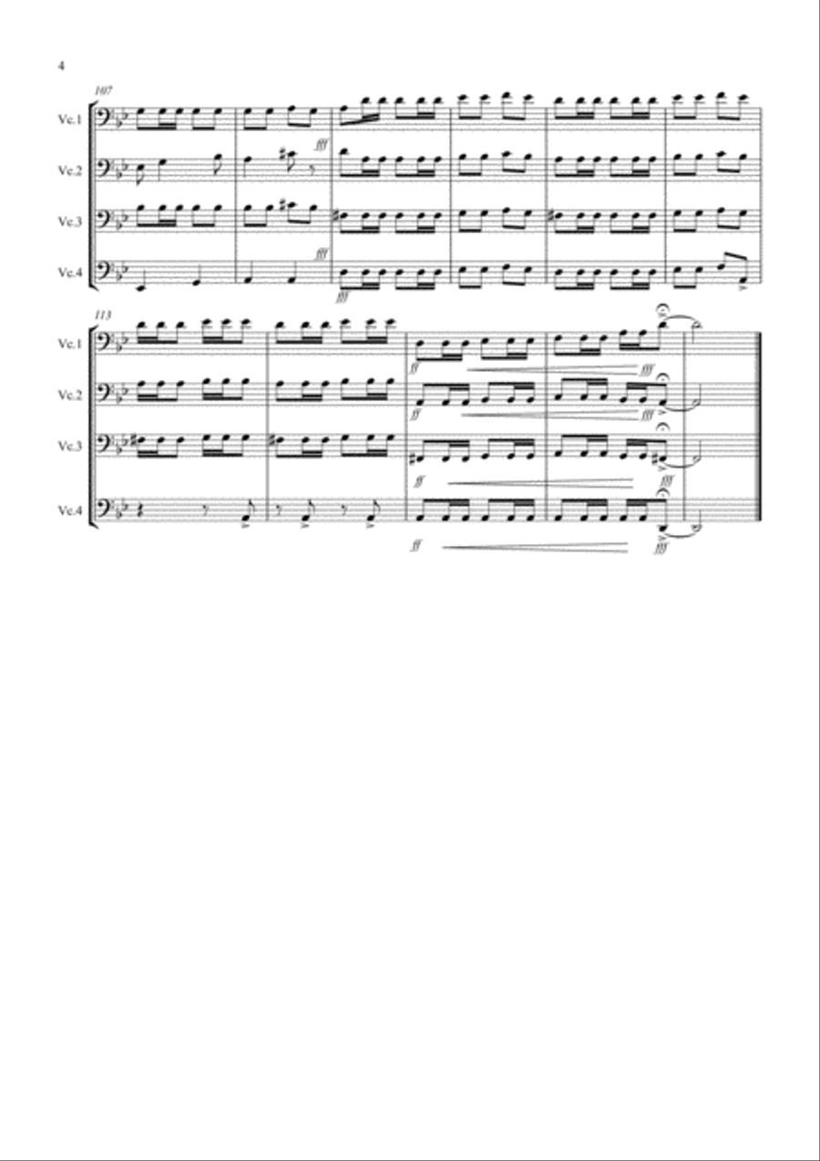 Flamenco Fantastico for Cello Quartet Flamenco Fantastico for Cello Quartet Cello Solo scores gallery preview page 4