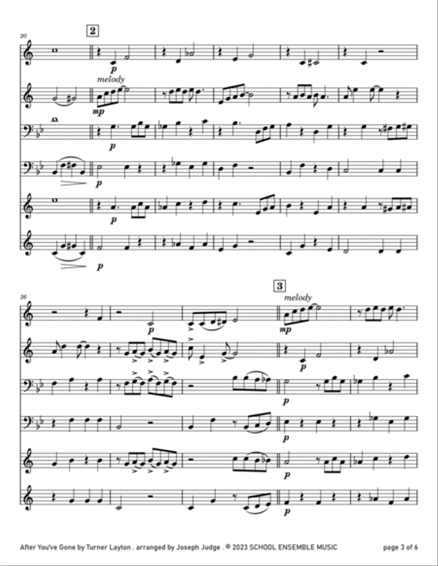After You've Gone by Layton for Brass Quartet in Schools Brass Quartet scores gallery preview page 3