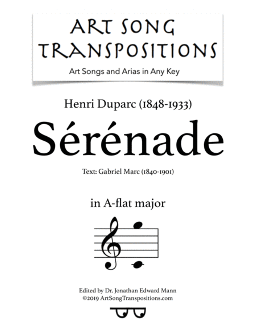 DUPARC: Sérénade (transposed to A-flat major) Voice scores gallery preview page 1