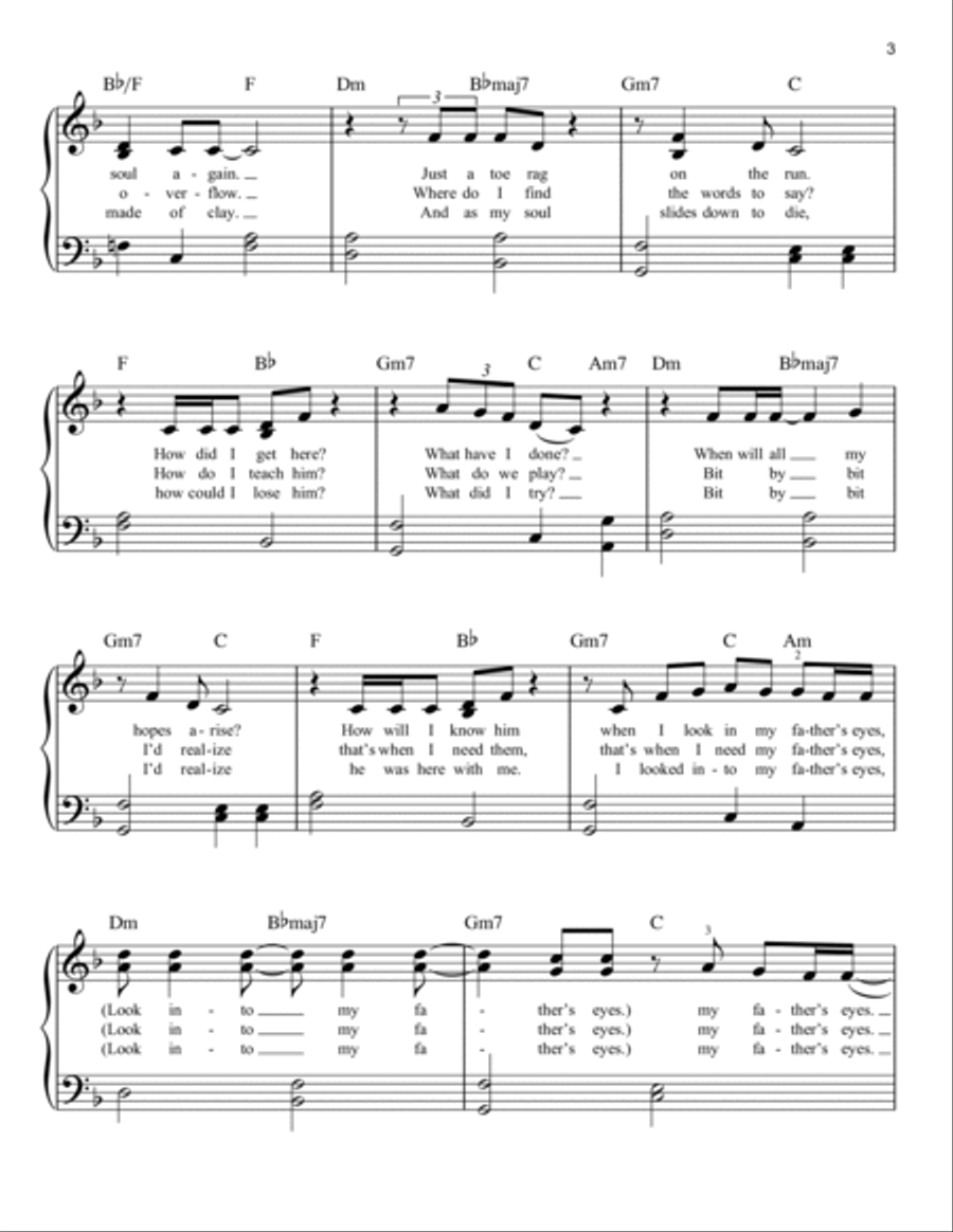 My Father's Eyes Easy Piano scores gallery preview page 3