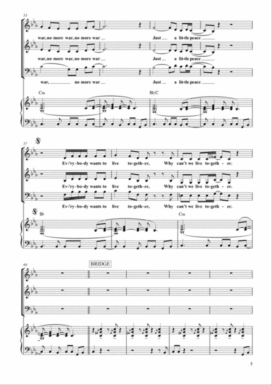Why Can't We Live Together 4-Part scores gallery preview page 4