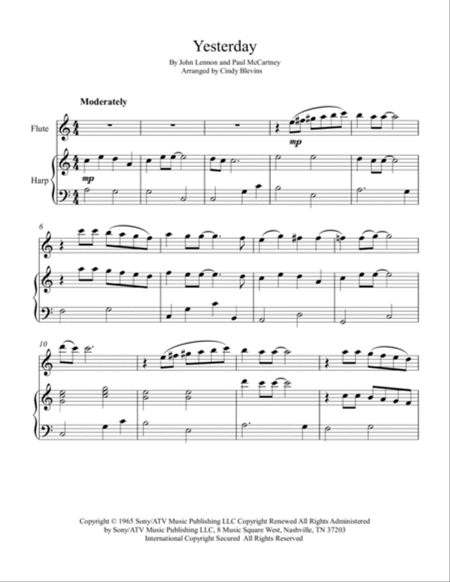 Yesterday Flute scores gallery preview page 2