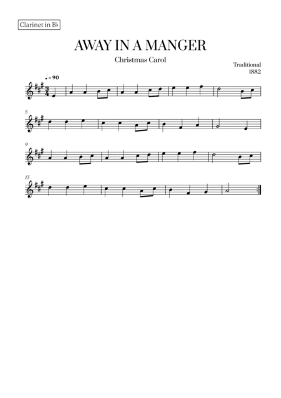 Away in a Manger for Clarinet, Bassoon and Piano Woodwind Duet scores gallery preview page 3