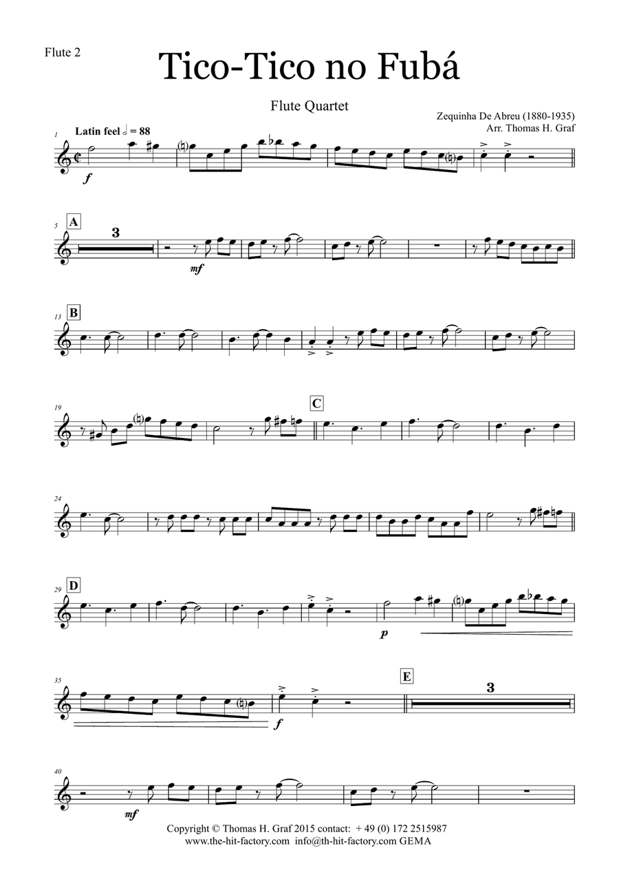 Tico-Tico no Fubá - Choro - Flute Quartet Flute Quartet scores gallery preview page 6