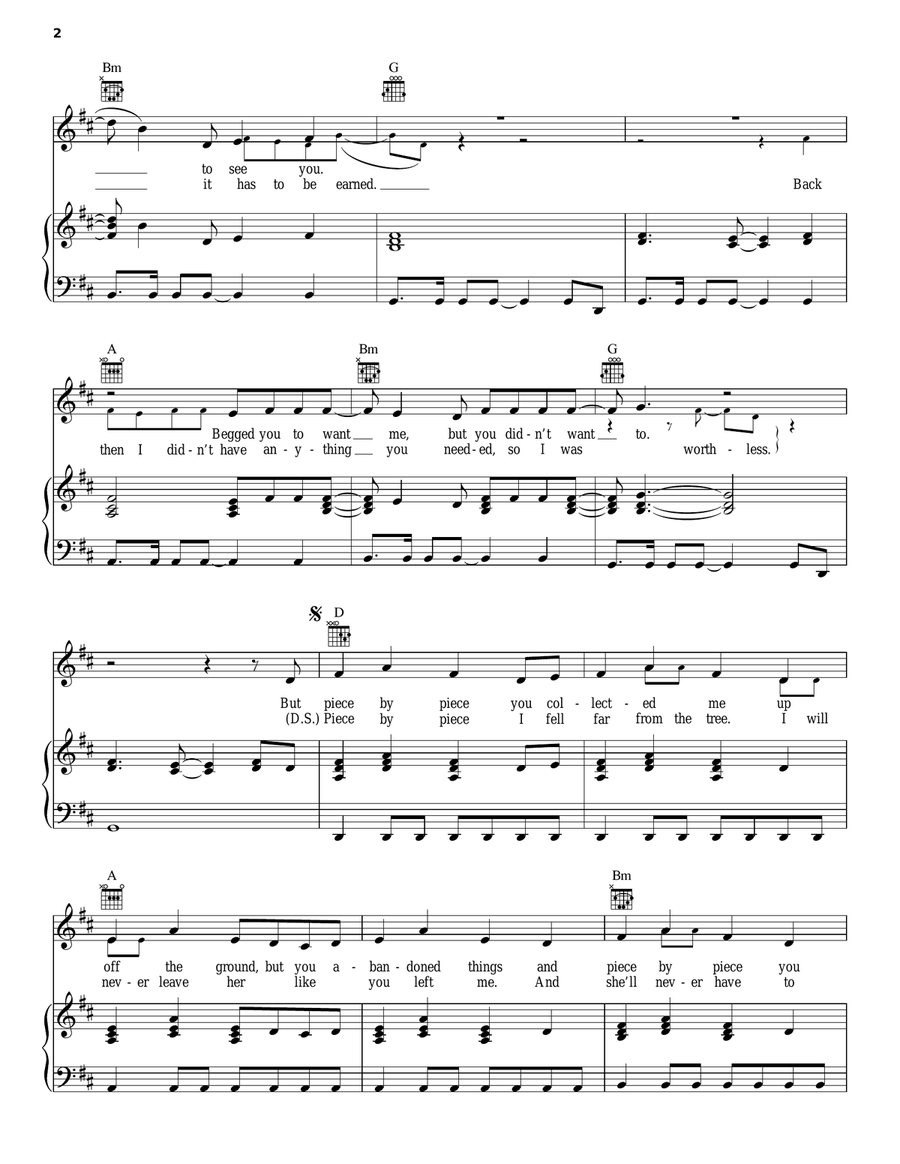 Piece By Piece Piano, Vocal, Guitar scores gallery preview page 2
