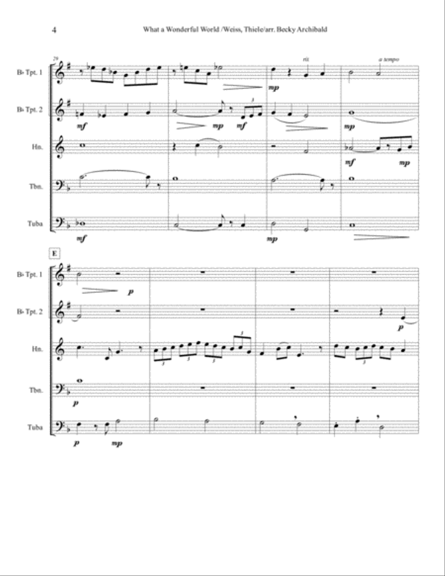 What A Wonderful World Brass Ensemble scores gallery preview page 5