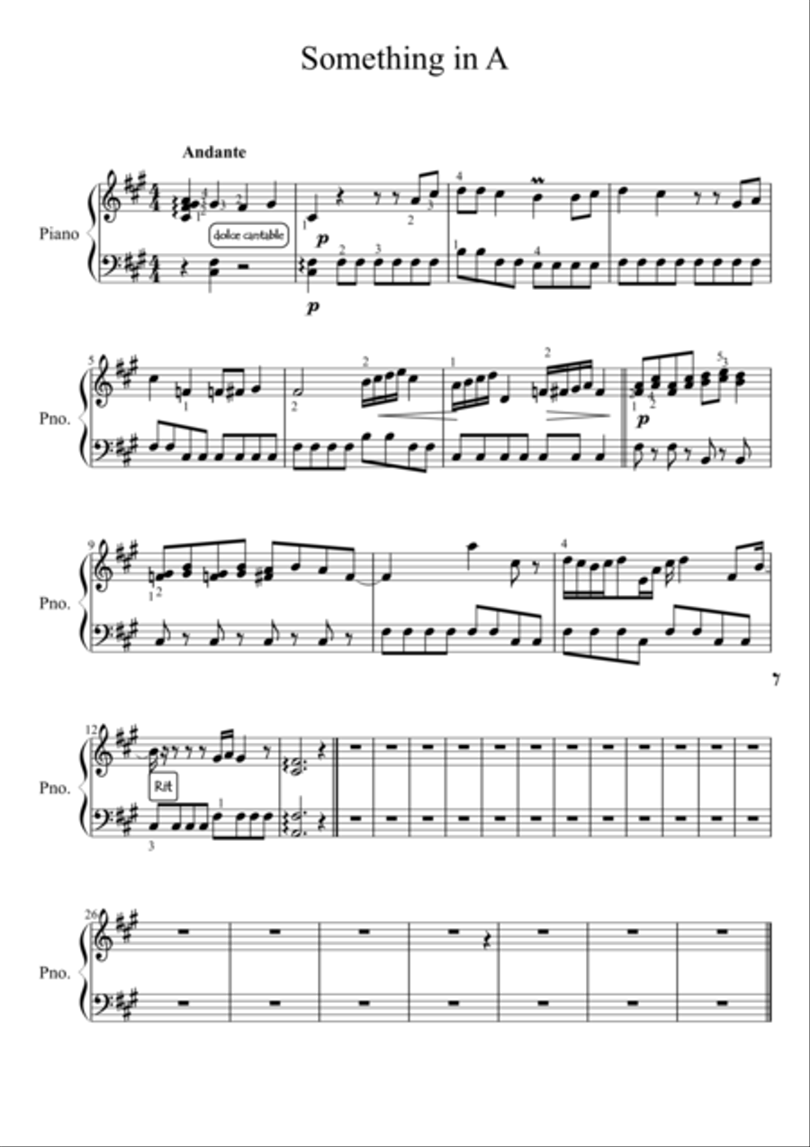Something in A Something in A Piano Solo scores gallery preview page 1