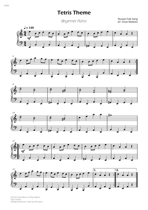 Tetris Theme - Easy Piano (Full Score)