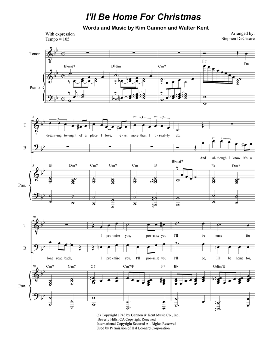 I'll Be Home For Christmas TB scores gallery preview page 1