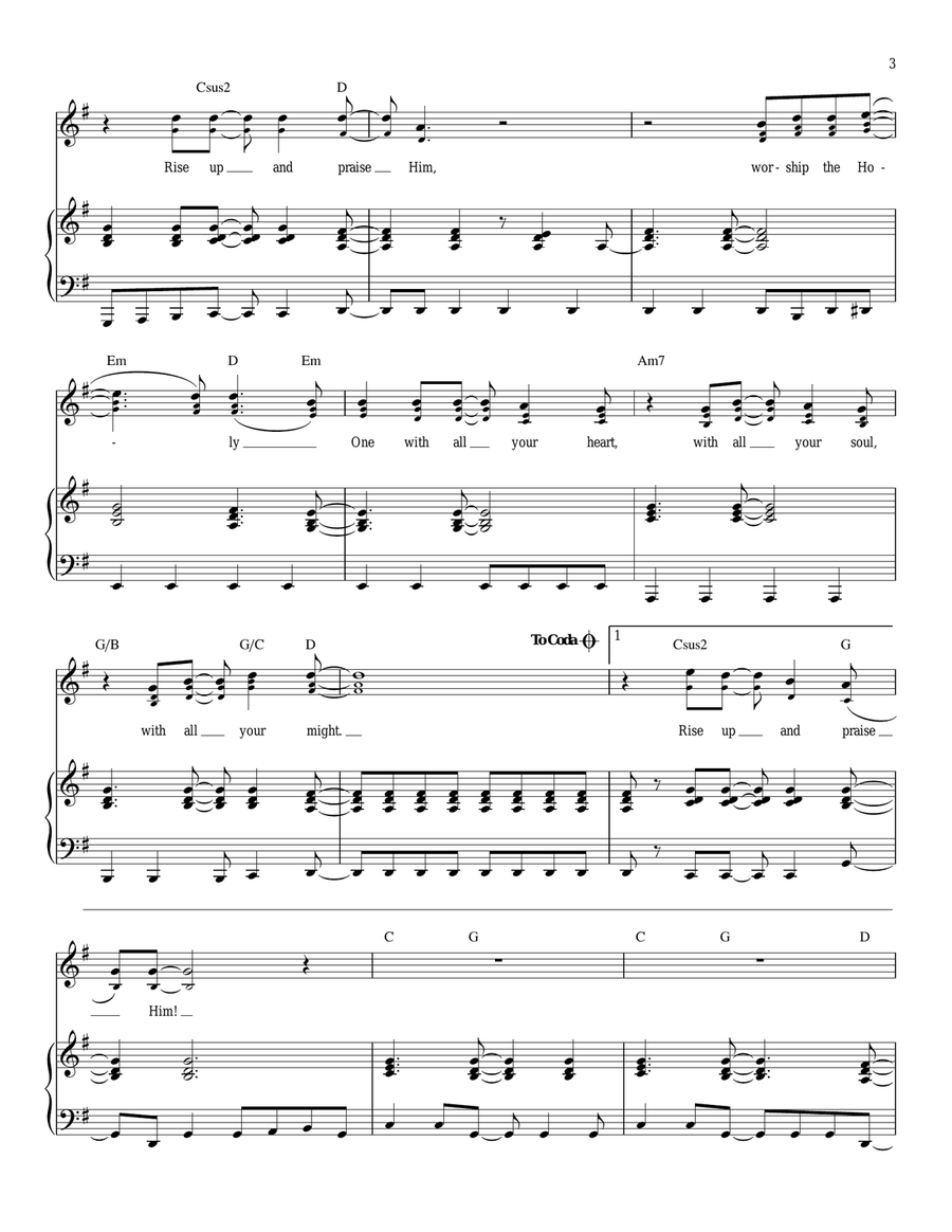 Rise Up And Praise Him Piano, Vocal scores gallery preview page 3