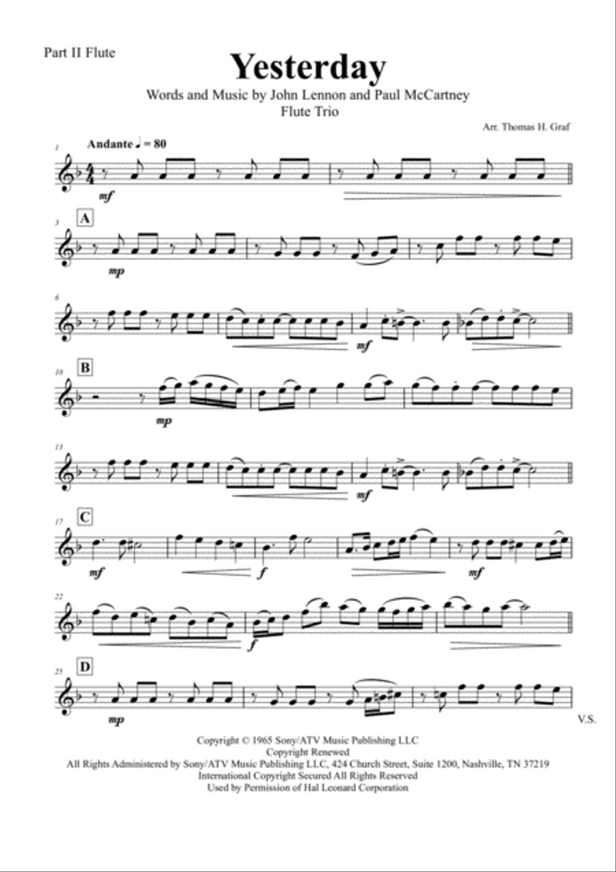 Yesterday Woodwind Trio scores gallery preview page 5