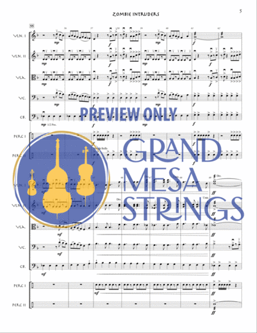 Zombie Intruders String Orchestra scores gallery preview page 6