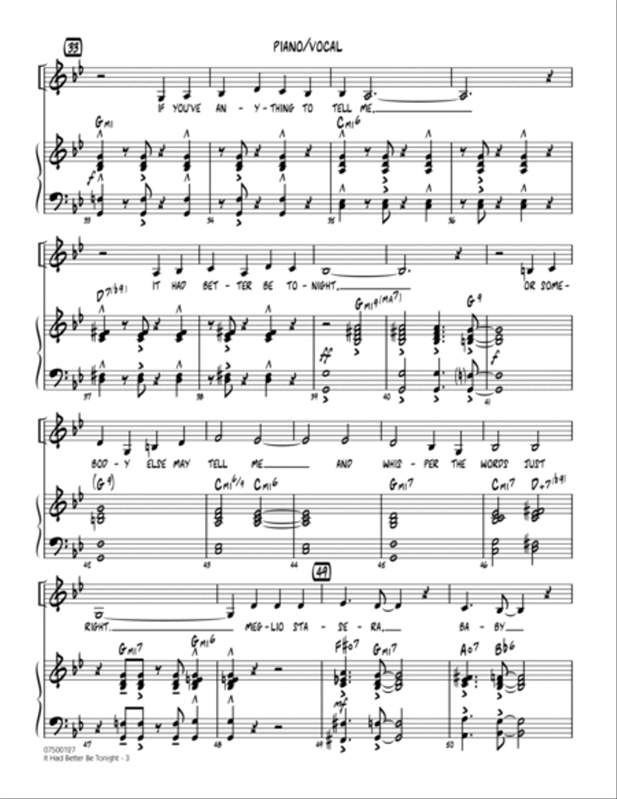 It Had Better Be Tonight - Piano/Vocal Jazz Ensemble scores gallery preview page 3