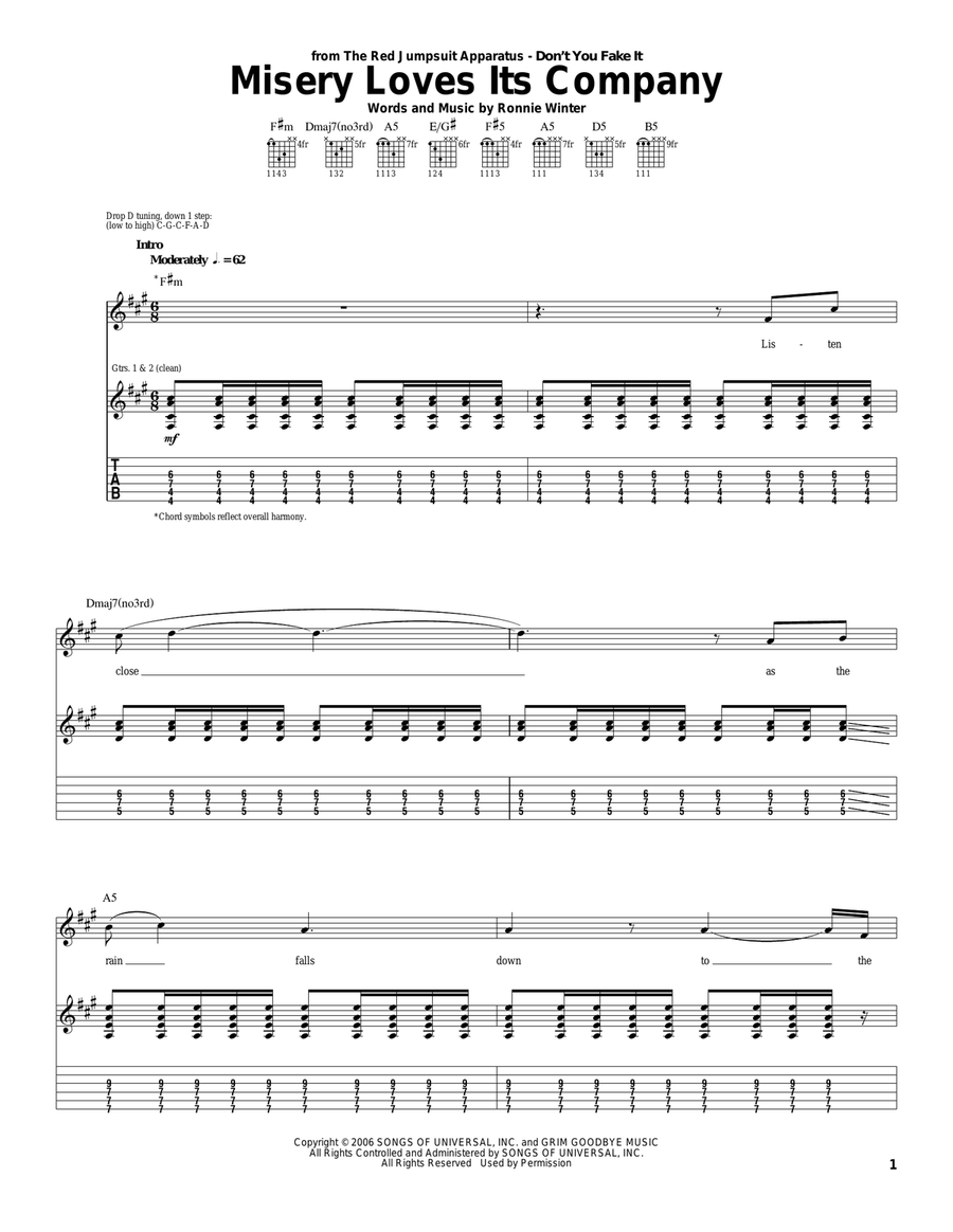 Misery Loves Its Company Acoustic Guitar scores gallery preview page 1