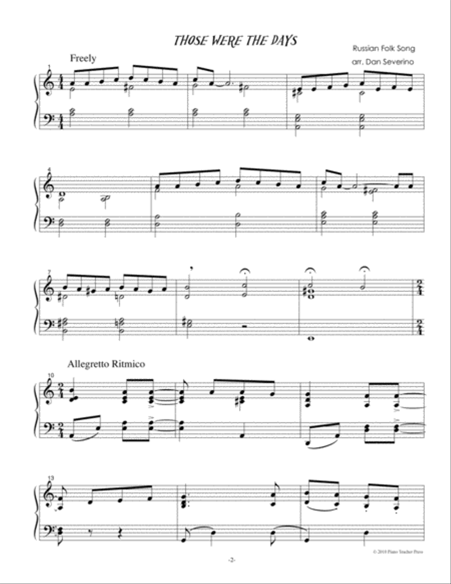 Those Were the Days Piano Solo scores gallery preview page 2