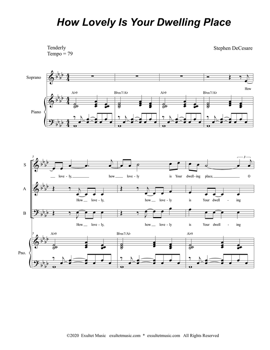 How Lovely Is Your Dwelling Place (SAB) 3-Part scores gallery preview page 1