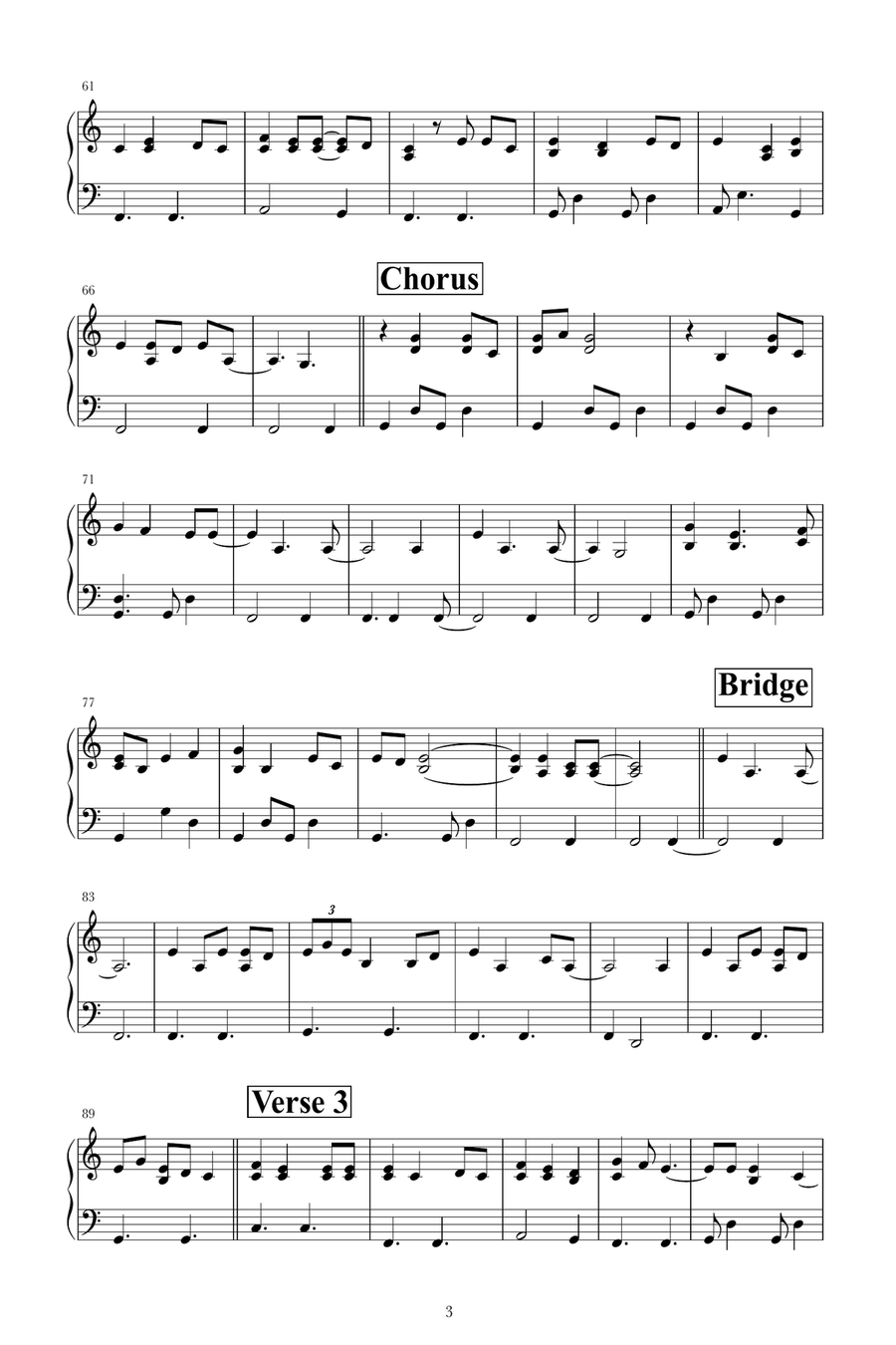Asleep Piano Solo scores gallery preview page 3