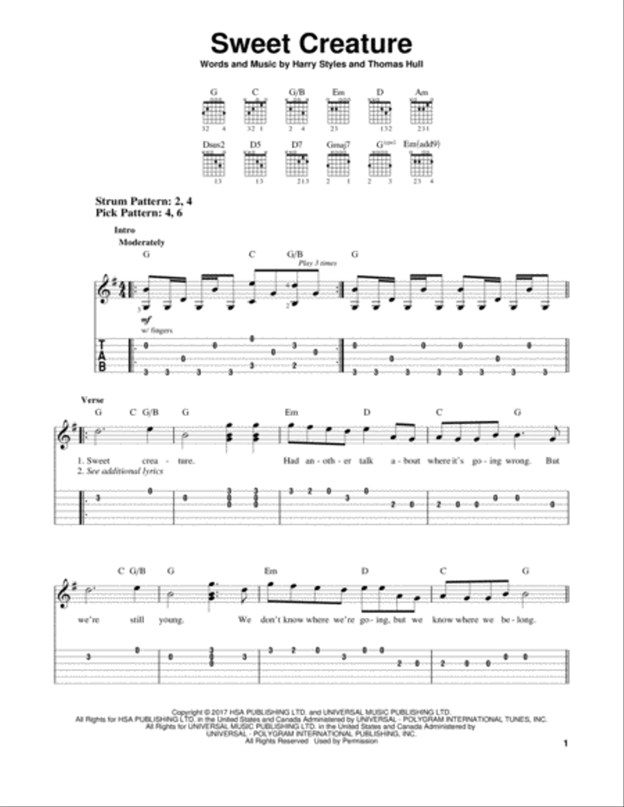 Sweet Creature Acoustic Guitar scores gallery preview page 1