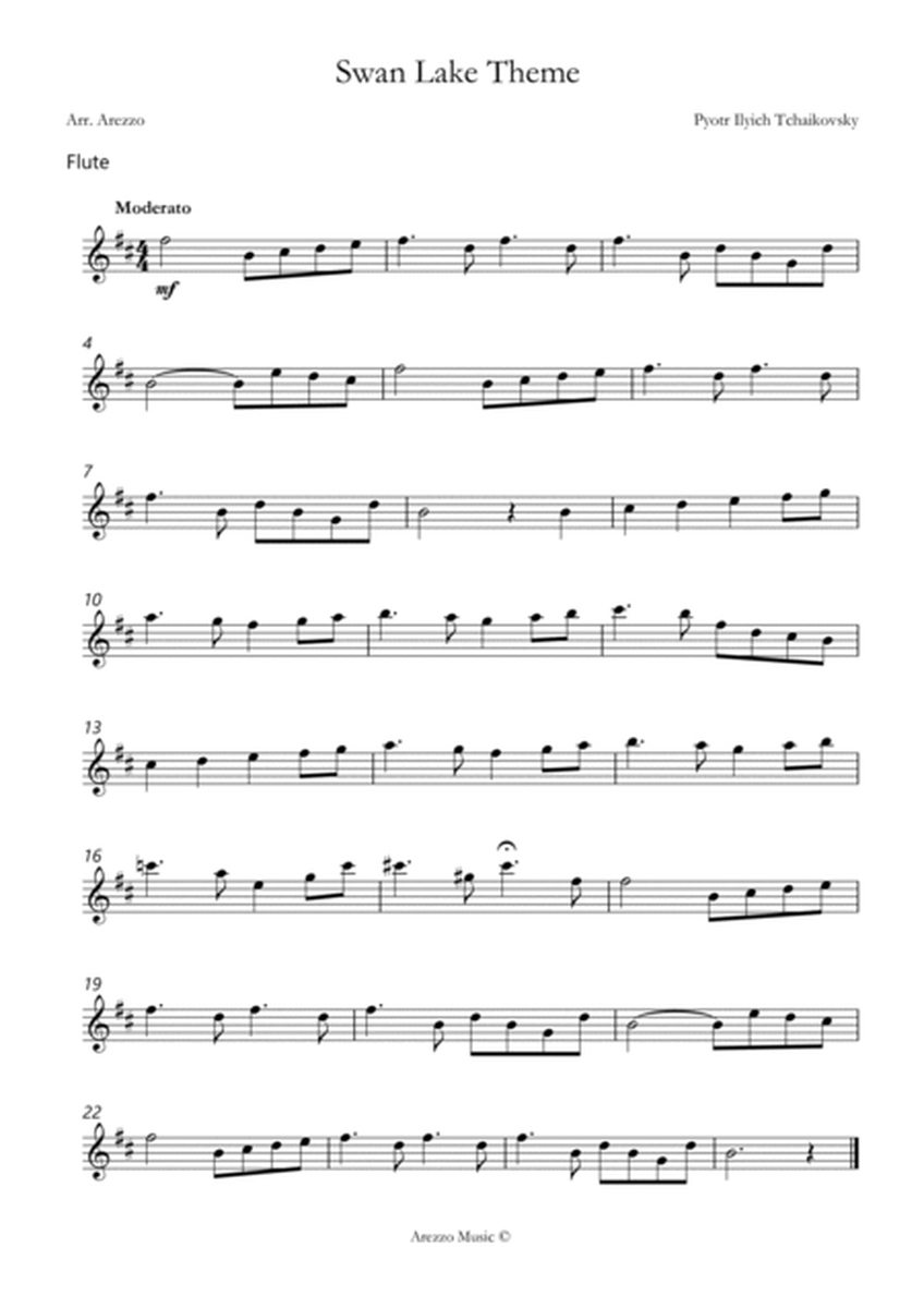 the swan lake theme sheet music for beginners Flute and Bassoon image number null