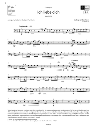Ich liebe dich (Grade 3, B1, from the ABRSM Cello Syllabus from 2024)