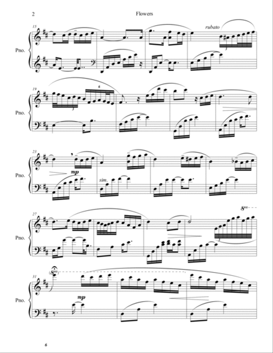 Flowers Flowers Piano Solo scores gallery preview page 2