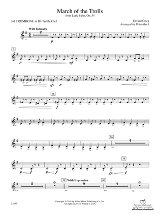 March of the Trolls: (wp) 3rd B-flat Trombone T.C.