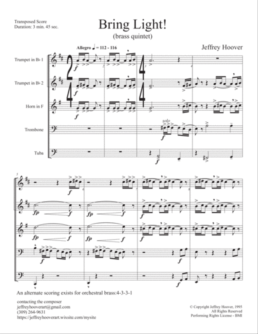 Bring Light! for brass quintet Brass Quintet scores gallery preview page 3
