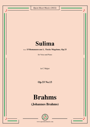 Book cover for Brahms-Sulima,Op.33 No.13 in C Major