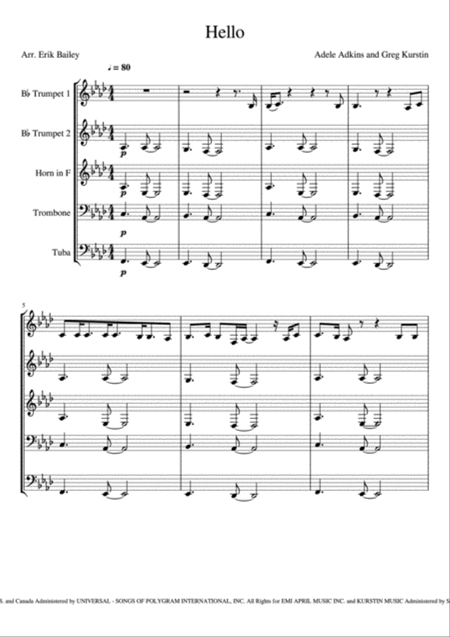 Hello Hello Brass Ensemble scores gallery preview page 1